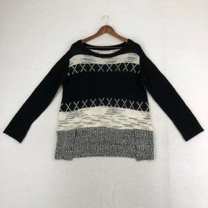 Vintage Havana Women's Size Medium Black Grey White Knit Long Sleeve Sweater